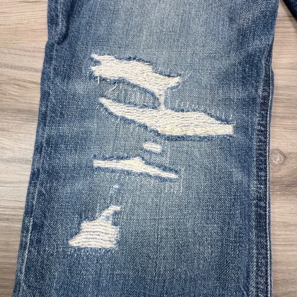 Tommy Hilfiger Mens Blue Distressed Relaxed Fit Straight Leg Jeans  32x30 Y2K - Picture 3 of 16